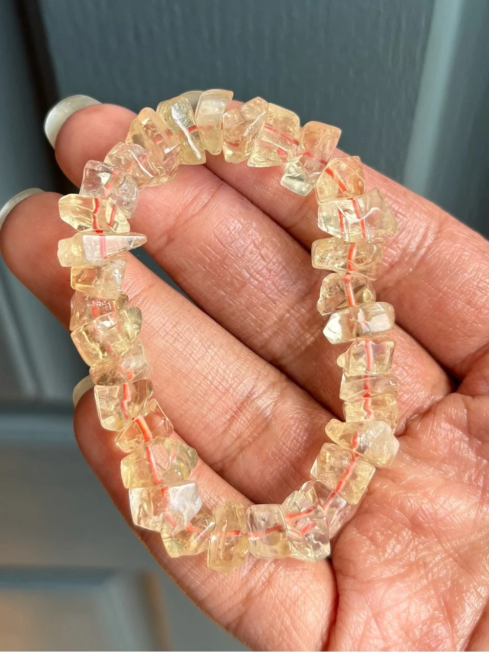Lemon Citrine Chip Crystal Bracelet 9-10mm
